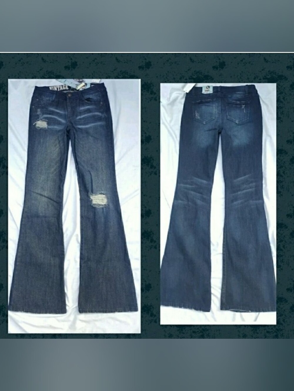 Rewash Vtg Reunion Destructed Flare Jeans Sz 27/3 Juniors Nwt